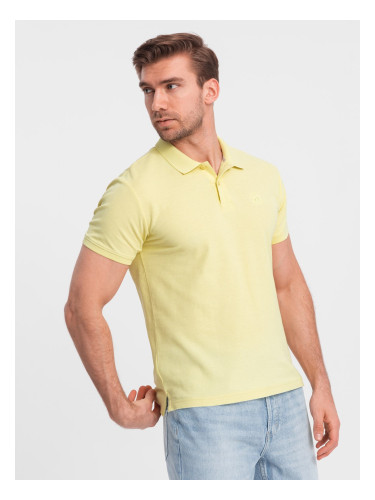 Ombre BASIC men's single color pique knit polo shirt - yellow