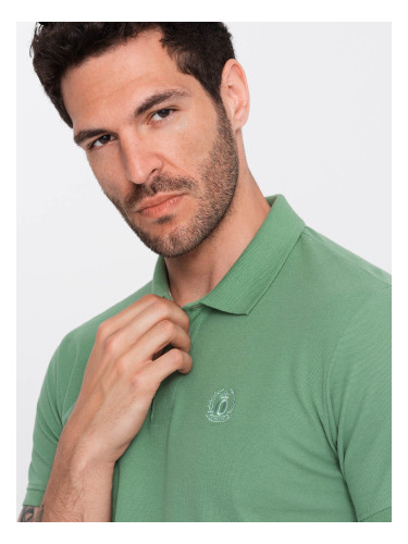 Ombre Men's BASIC single color pique knit polo shirt - green