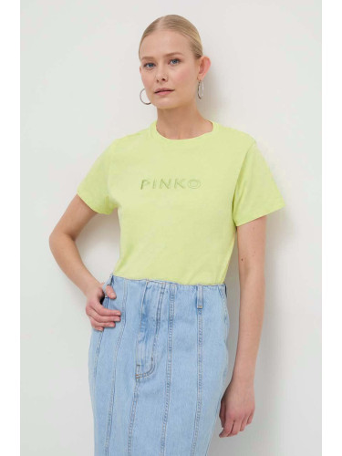 Памучна тениска Pinko в жълто 101752.A1NW