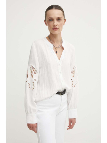 Памучна риза Answear Lab дамска в бяло със свободна кройка