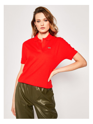 Lacoste Тениска с яка и копчета PF0504 Червен Loose Fit