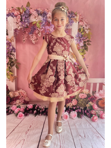 Официална детска рокля на цветя в бордо 297-260ВЖ