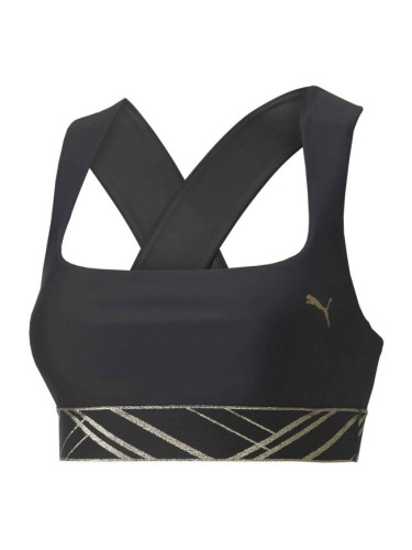 Puma MID IMPACT DECO GLAM BRA Дамско бюстие, черно, размер