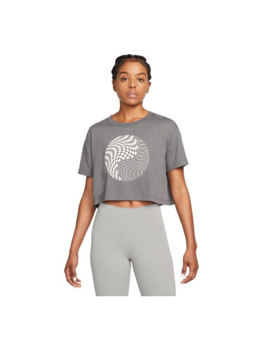 Nike NK DF TEE CROP YOGA Дамска тениска, тъмносиво, размер