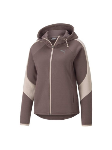 Puma EVOSTRIPE FULL ZIP HOODIE Дамски суитшърт, кафяво, размер