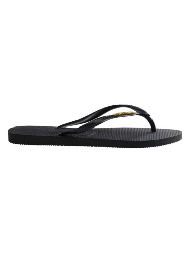 HAVAIANAS SLIM LOGO METALLIC Дамски джапанки, черно, размер 39/40