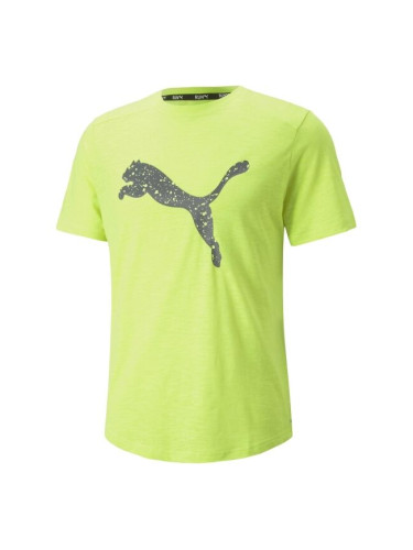 Puma RUN LOGO SS TEE Мъжка тениска, светло-зелено, размер