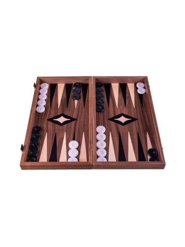 Намален (със зебележки) комплект шах и табла Manopoulos - Орех, 52x48 см