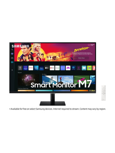 Монитор Samsung Smart Monitor M7 LS-32BM700 (2022), 32" (81.28 cm) VA панел, 60Hz, UHD, 4ms (GTG), 3.000:1, 300 cd/m2, HDMI, USB-C, WiFi, Bluetooth, черен