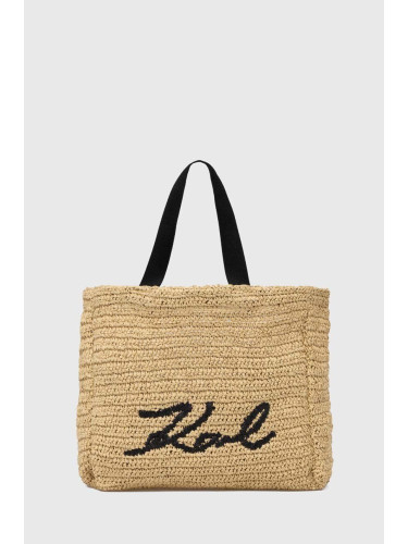 Плажна чанта Karl Lagerfeld в бежово
