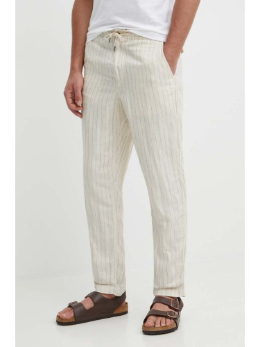 Ленен панталон Polo Ralph Lauren в бежово със стандартна кройка 710927863