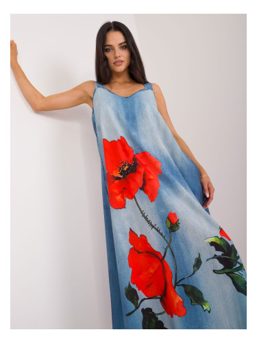 Blue oversize maxi dress with straps