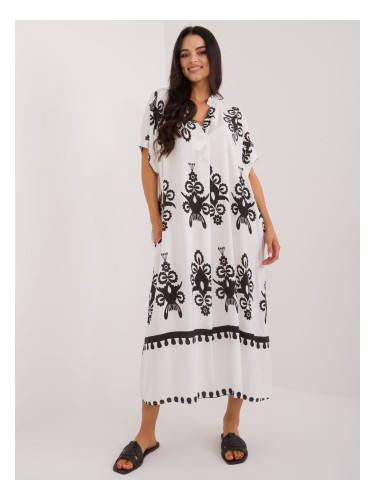 Black and white long dress with print