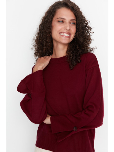Trendyol Burgundy Sleeve Detailed Knitwear Sweater