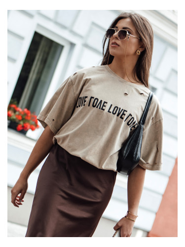 Women's T-shirt with print BONGANIR beige Dstreet