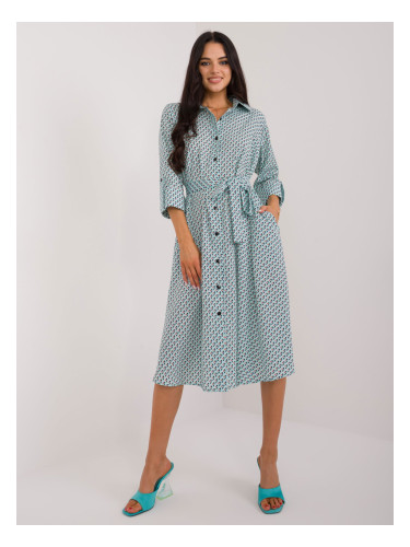 Mint shirt dress with 3/4 sleeves