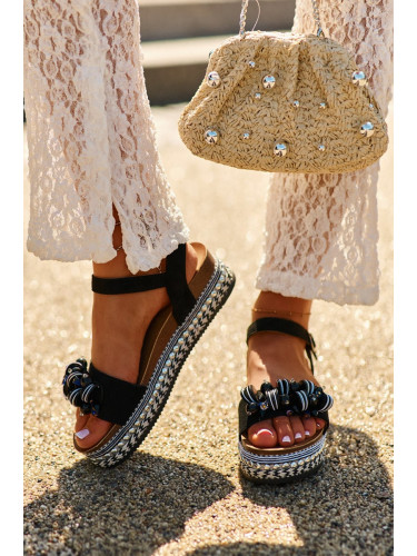 Women's wedge and platform sandals with embellishments S.Barski black