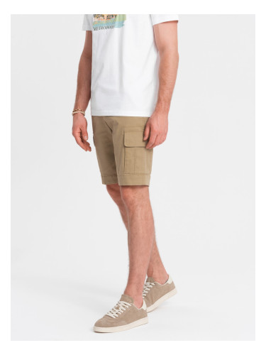 Ombre One color men's shorts with cargo pockets - sand