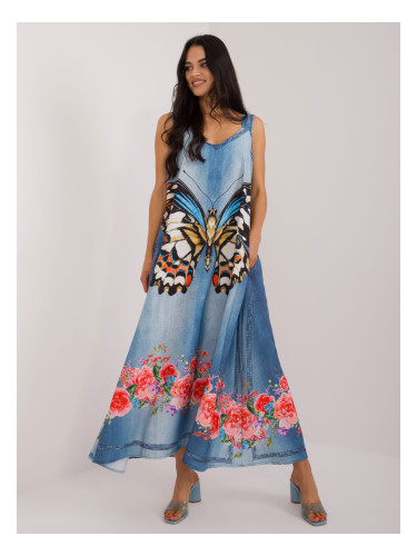 Blue oversize summer dress with pockets
