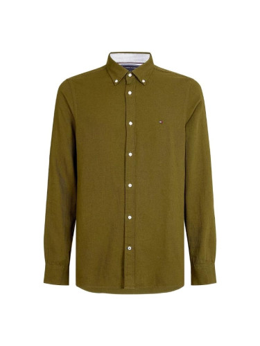 Tommy Hilfiger Shirt - SLIM COTTON LINEN FLANNEL SHIRT green