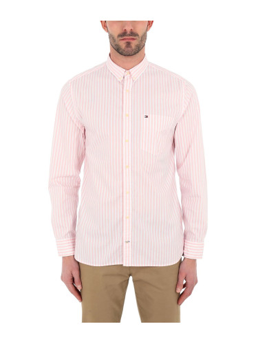 Tommy Hilfiger Shirt - ORGANIC OXFORD STRIPE SHIRT pink-white