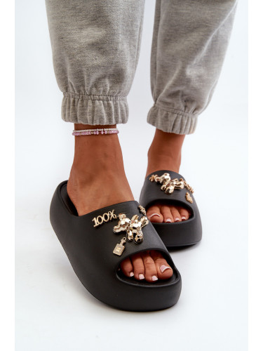 Boto Дамски пързалки от лека пяна с декорации Черна орчия