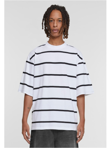 Men's striped T-shirt with oversized sleeves white/black