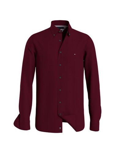 Tommy Hilfiger Shirt - COTTON TENCEL TWILL SF SHIRT burgundy