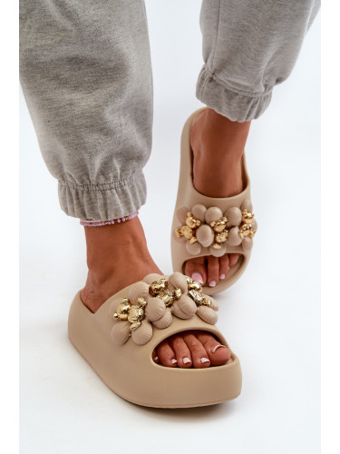 Boto Дамски дунапренени пързалки с декорации на дебела подметка Тъмно бежово Bremavia
