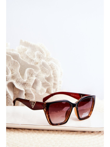 Women's Classic Sunglasses with Gold Detailing UV400 Brown