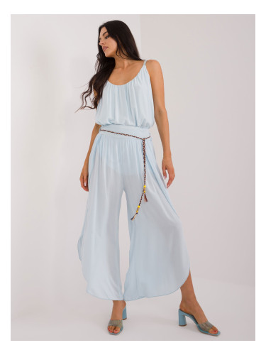 Light blue airy trousers with slits OCH BELLA