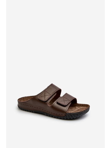 Comfortable Men's Velcro Slippers Inblu Dark Brown
