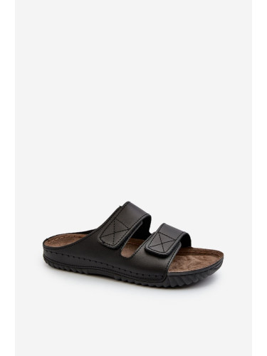 Comfortable men's slippers with Velcro fastener Inblu Black
