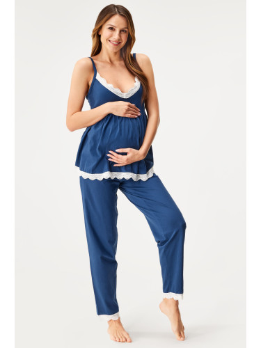 Памучна пижама за бременни Harriet дълга