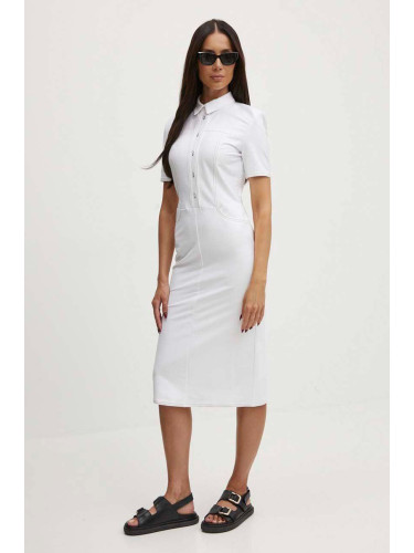 Дънкова рокля Max Mara Leisure в бяло къса със стандартна кройка 2416621018600