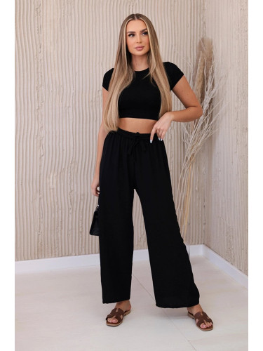 Wide-waisted trousers black