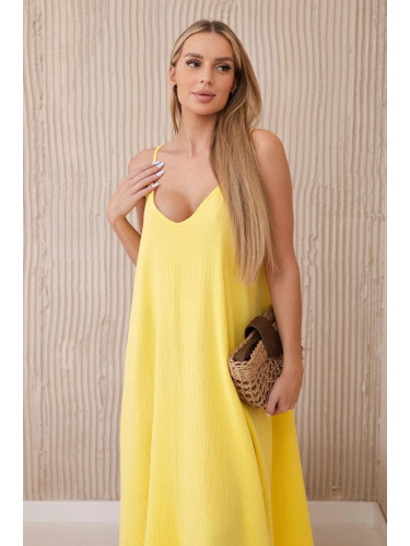 Muslin dress with yellow straps