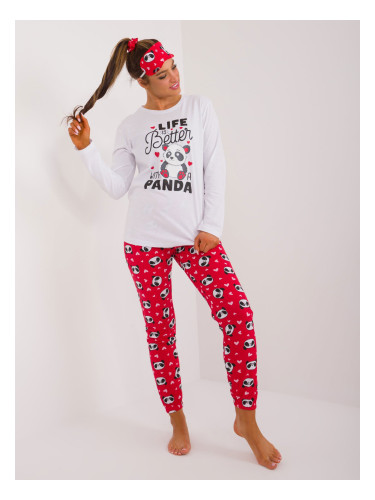 White women's pajamas with panda print