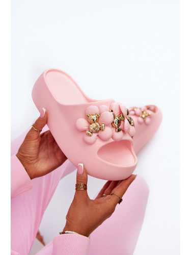 Boto Дамски дунапренени пързалки с декорации на дебела подметка Розови Бремавиа