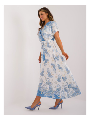 Blue and white dress with oriental patterns