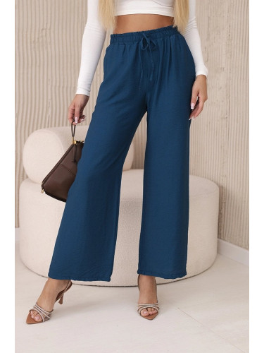 Viscose wide navy trousers