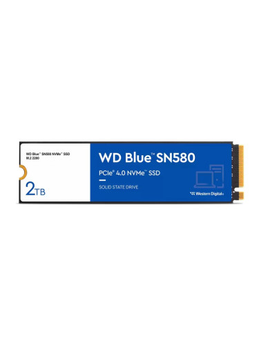 Памет SSD 2TB Western Digital Blue SN580, NVMe, M.2 (2280), скорост на четене до 4150MB/s, скорост на запис до 4150MB/s