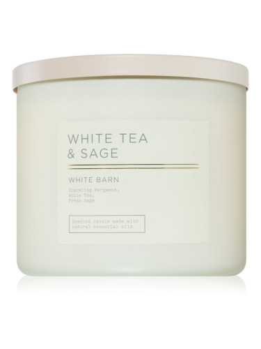 Bath & Body Works White Tea & Sage ароматна свещ 411 гр.