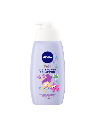 NIVEA Kids Детски 2в1 душ-гел и шампоан за момичета Душ гел дамски 500ml