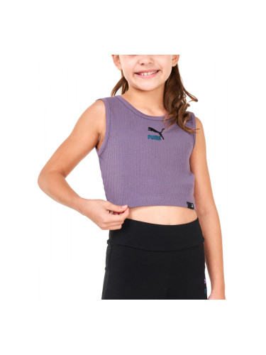 PUMA Classics Cropped Ribbed Tank Purple G 