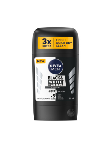 NIVEA MEN Deo Стик мъжки Invisible on Black & White Original Део стик мъжки 50ml