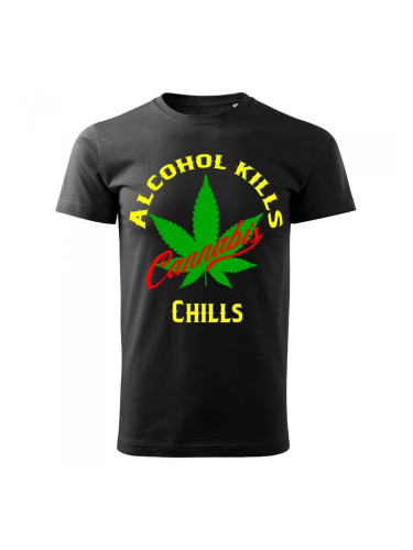 Тениска в черен цвят Alcohol Kills Cannabis Chills
