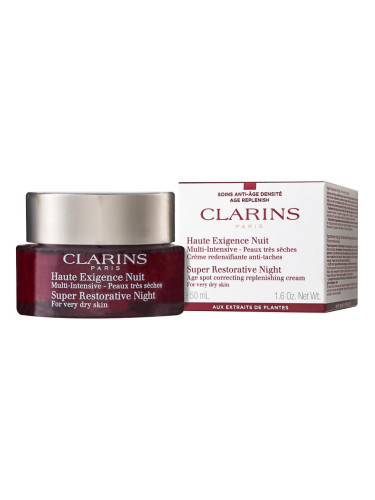Clarins Super Restorative Night Cream Нощен възстановяващ крем против бръчки с лифтинг ефект за суха кожа