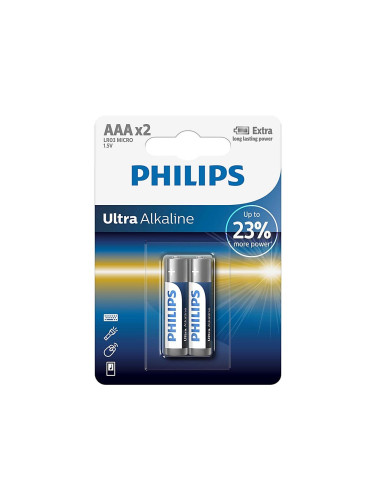 Philips LR03E2B/10 - 2 бр. Алкална батерия AAA ULTRA ALKALINE 1,5V 1250mAh