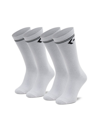 Converse Комплект 2 чифта дълги чорапи мъжки E1025W-2010 Бял